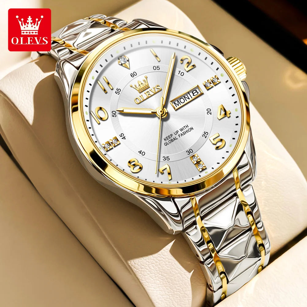 OLEVS Brand original wristwatch Arabic numeral scale waterproof quartz watch for man luminous stainless steel Luxury watches