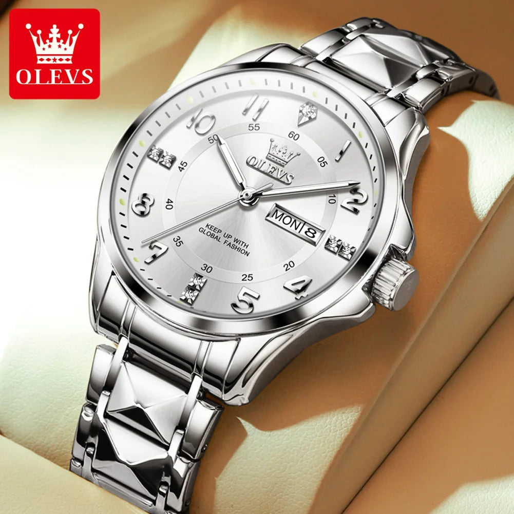OLEVS Brand original wristwatch Arabic numeral scale waterproof quartz watch for man luminous stainless steel Luxury watches