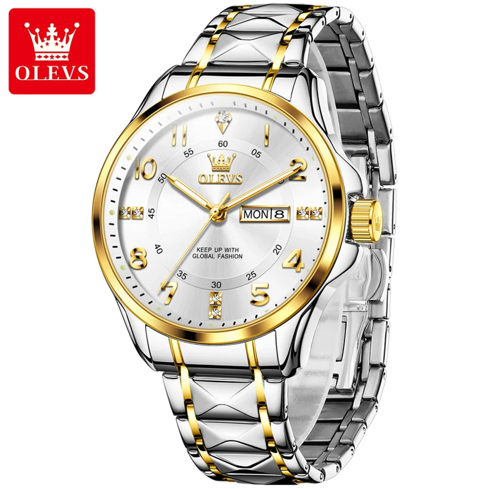 OLEVS Brand original wristwatch Arabic numeral scale waterproof quartz watch for man luminous stainless steel Luxury watches