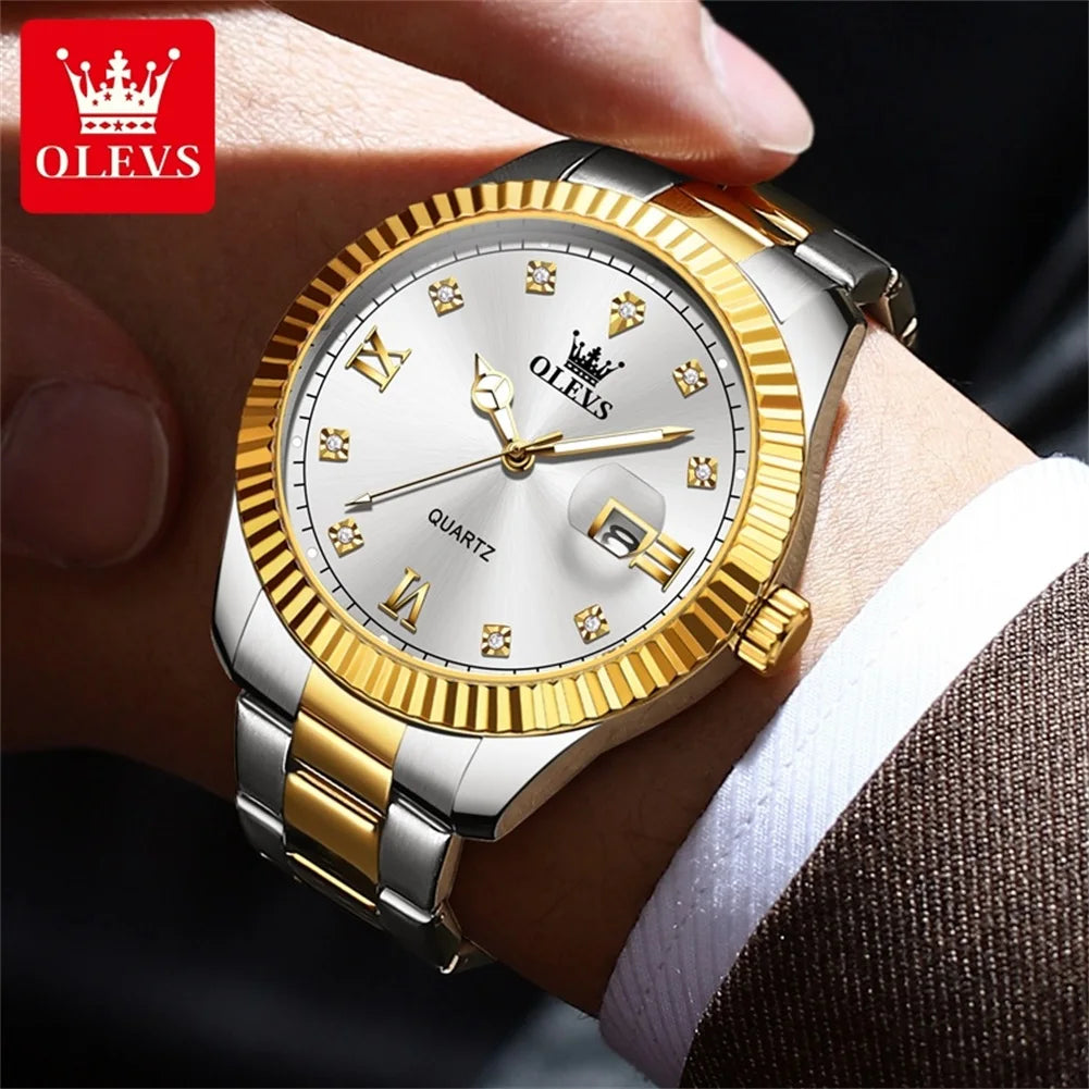 OLEVS 3623 Men‘s Watches Original Luxury Top Brand Quartz Watch for Man Waterproof Luminous Calendar Business Men's Wristwatches