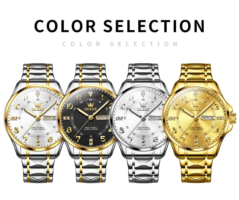 OLEVS Brand original wristwatch Arabic numeral scale waterproof quartz watch for man luminous stainless steel Luxury watches