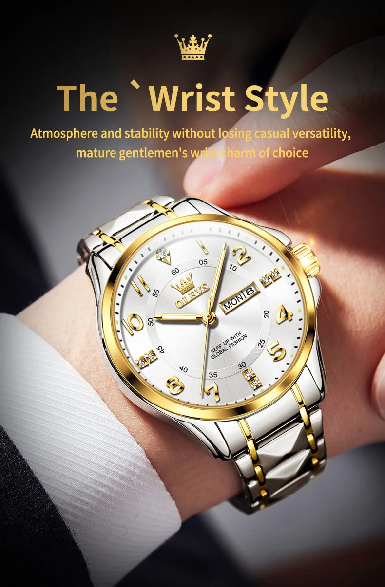 OLEVS Brand original wristwatch Arabic numeral scale waterproof quartz watch for man luminous stainless steel Luxury watches