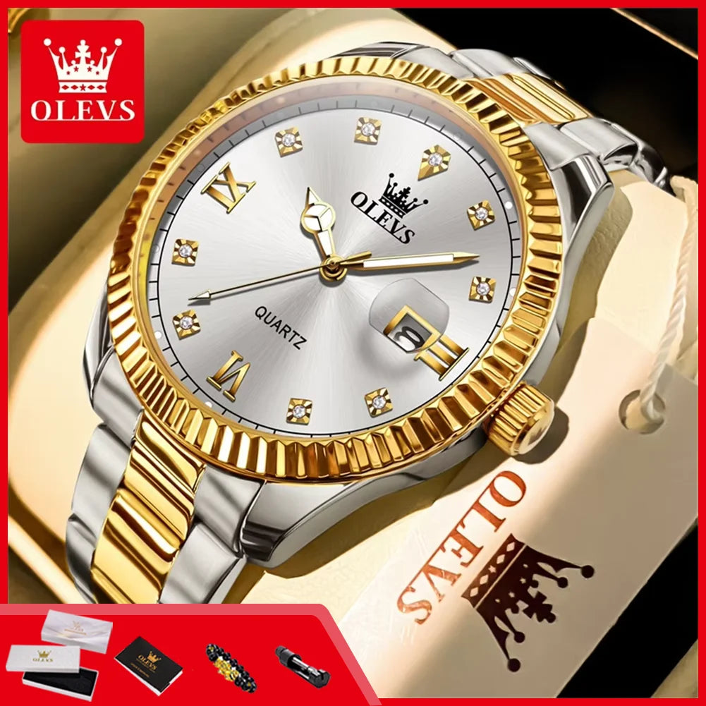 OLEVS 3623 Men‘s Watches Original Luxury Top Brand Quartz Watch for Man Waterproof Luminous Calendar Business Men's Wristwatches