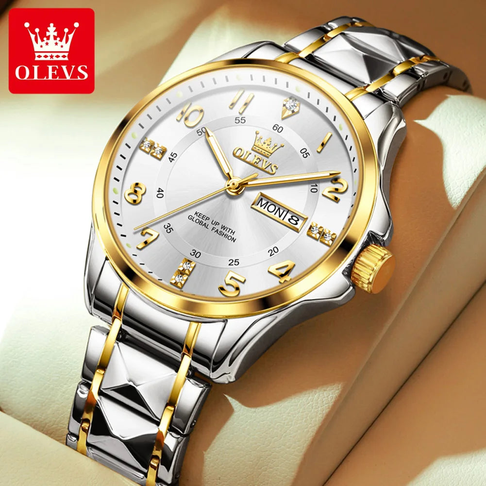 OLEVS Brand original wristwatch Arabic numeral scale waterproof quartz watch for man luminous stainless steel Luxury watches