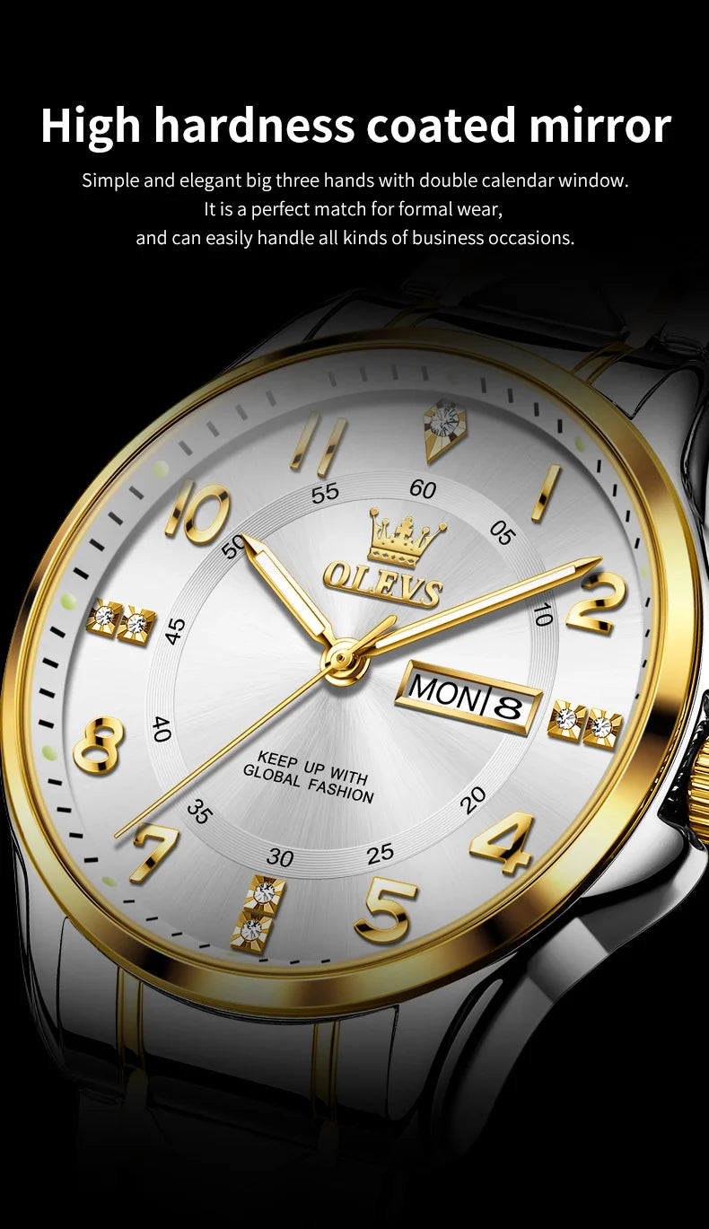 OLEVS Brand original wristwatch Arabic numeral scale waterproof quartz watch for man luminous stainless steel Luxury watches