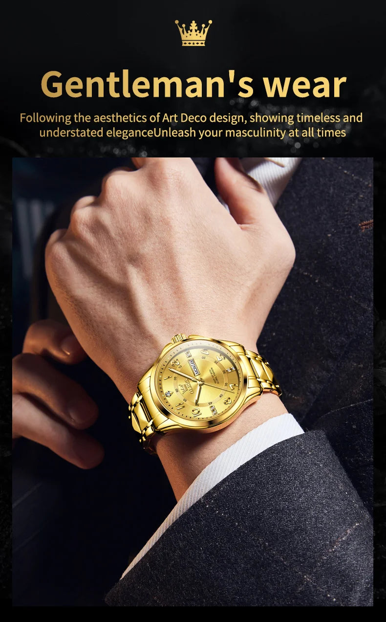 OLEVS Brand original wristwatch Arabic numeral scale waterproof quartz watch for man luminous stainless steel Luxury watches