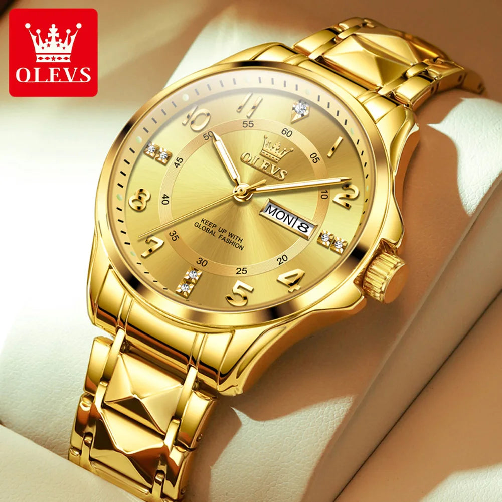 OLEVS Brand original wristwatch Arabic numeral scale waterproof quartz watch for man luminous stainless steel Luxury watches
