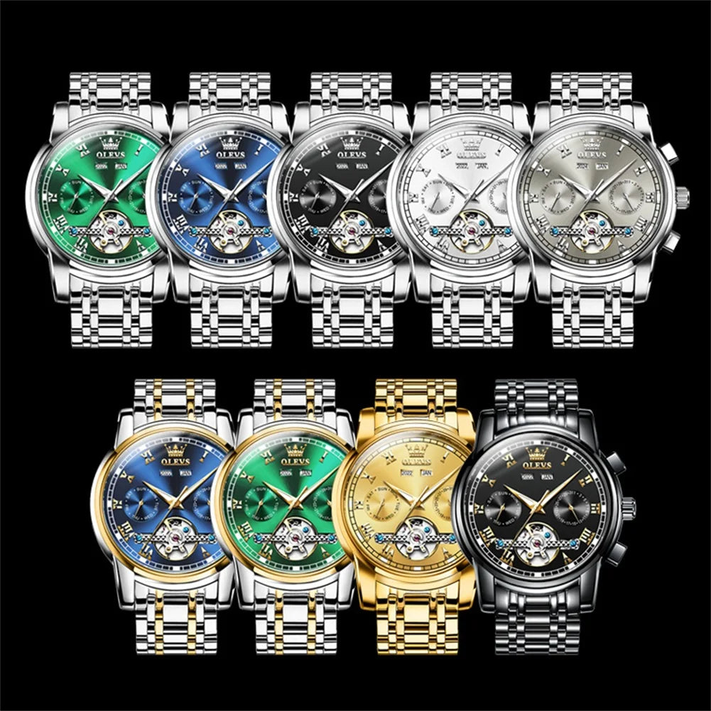 OLEVS 6607 Luxury Automatic Watch for Men Hollow Out Skeleton Men's Wristwatch Waterproof Original Mechanical Movement Watch