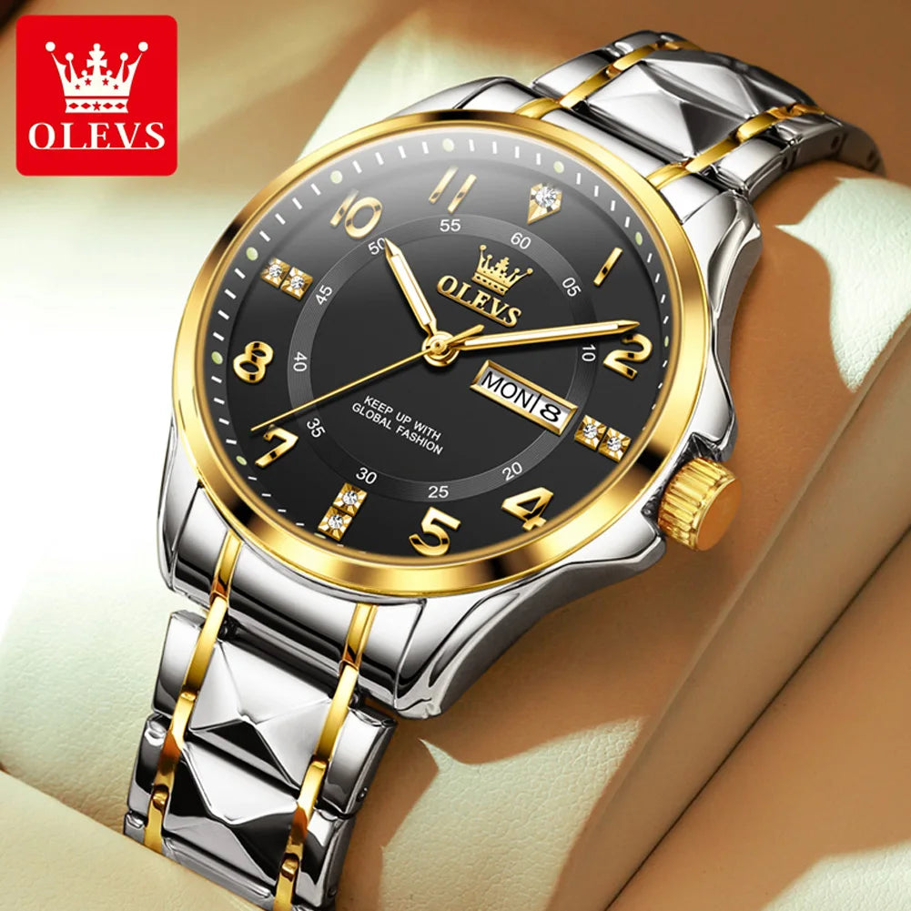 OLEVS Brand original wristwatch Arabic numeral scale waterproof quartz watch for man luminous stainless steel Luxury watches