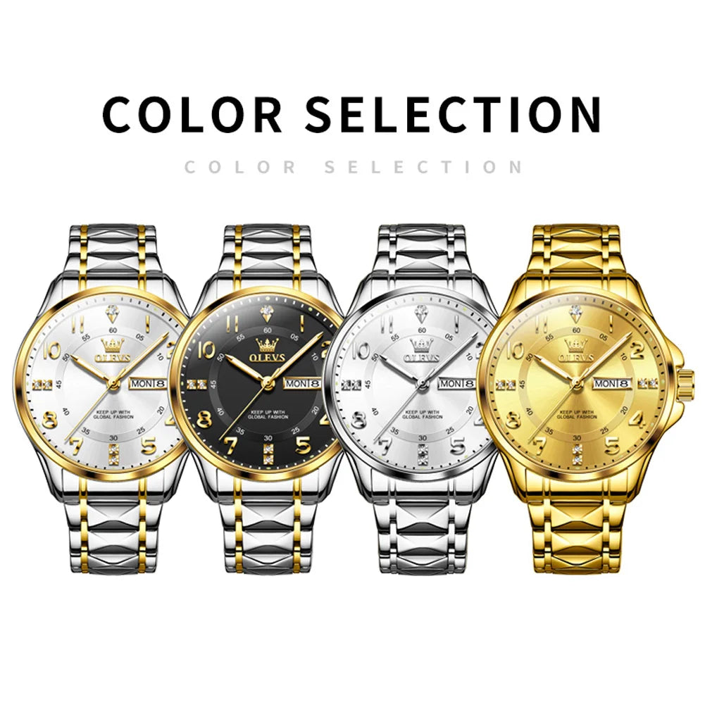 OLEVS Brand original wristwatch Arabic numeral scale waterproof quartz watch for man luminous stainless steel Luxury watches