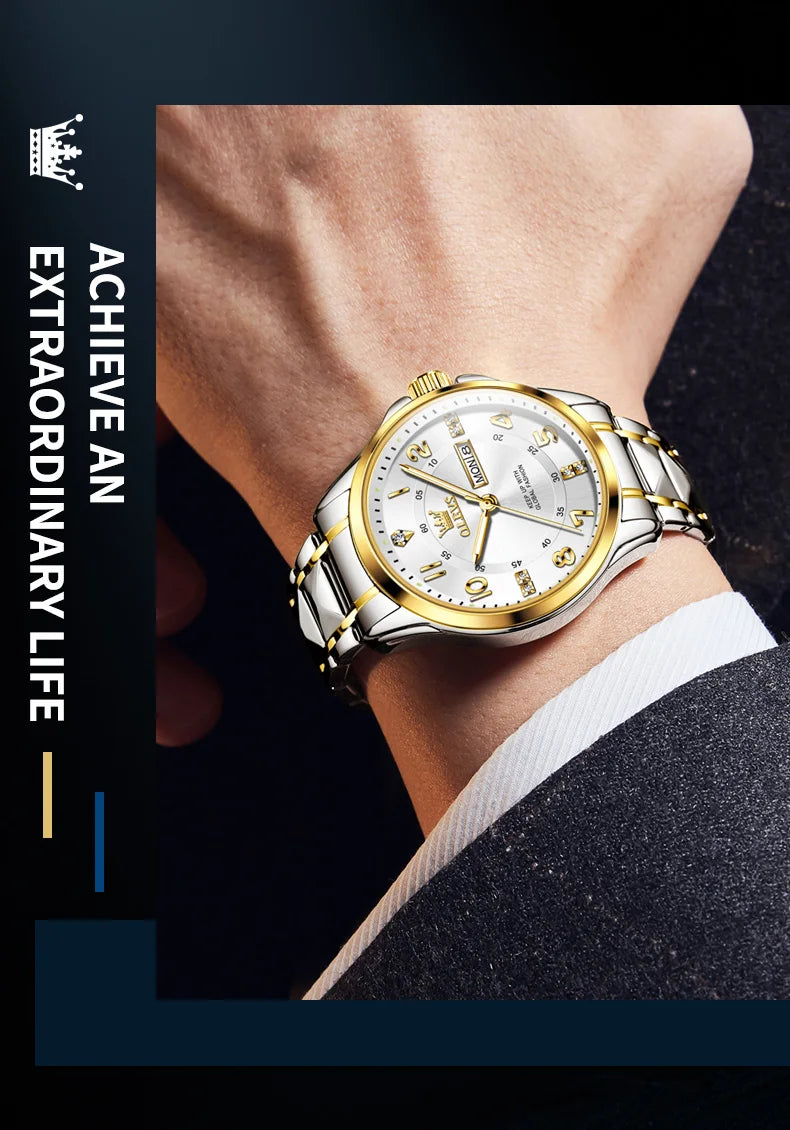 OLEVS Brand original wristwatch Arabic numeral scale waterproof quartz watch for man luminous stainless steel Luxury watches